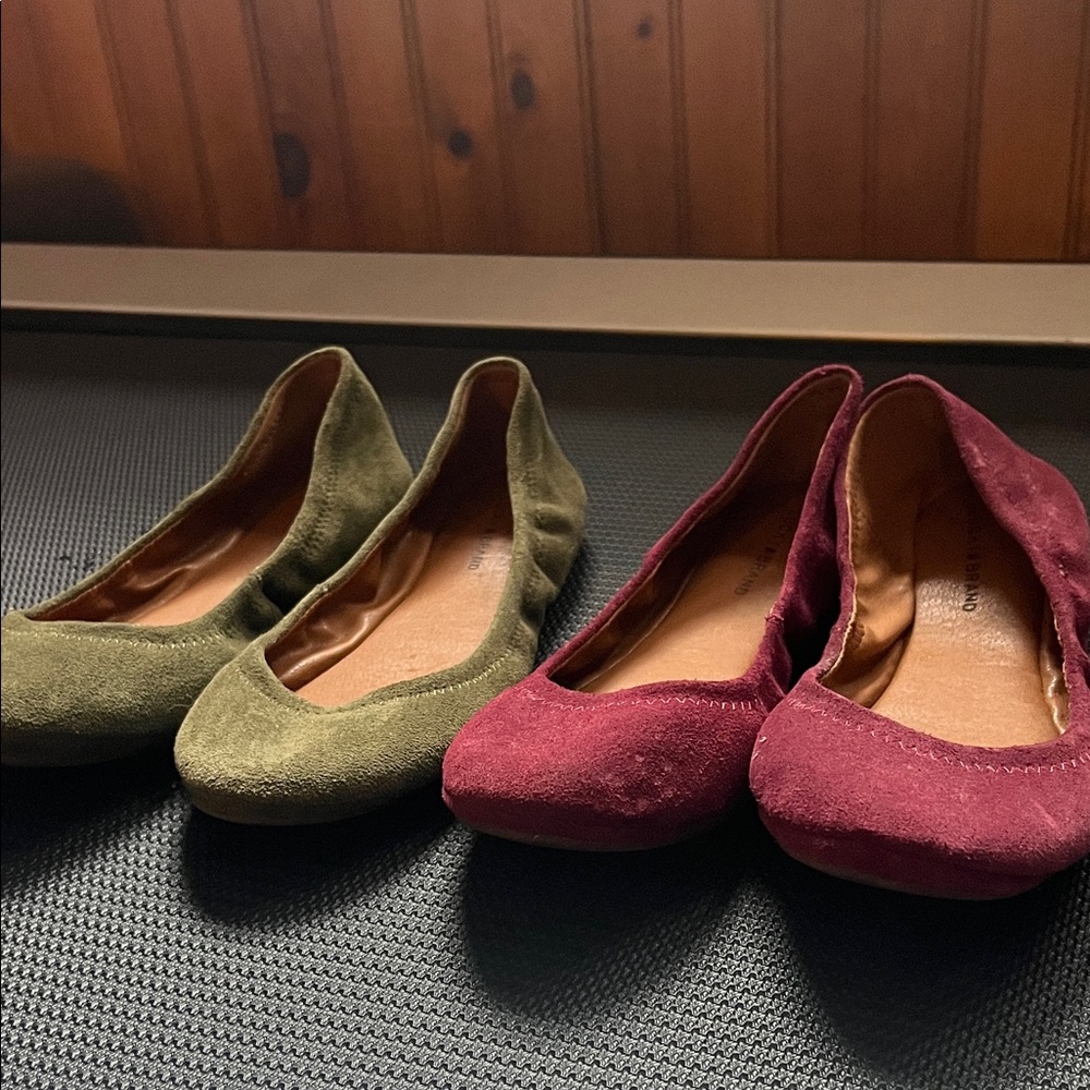 Lucky Brand Suede Flats - set of Green and Burgundy